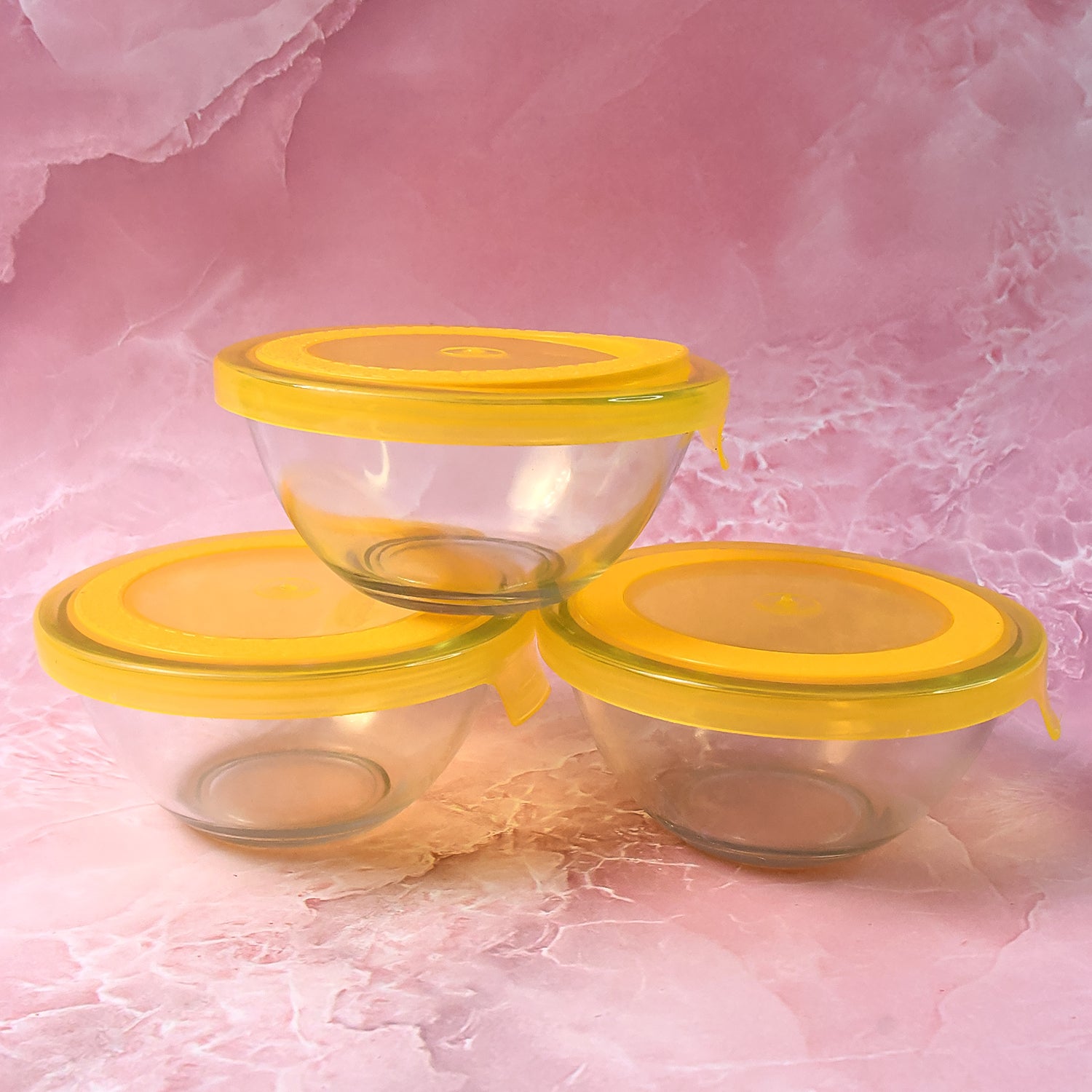 Dazzle Glass Bowl Set Mixing  Storage Bowls With Lids (3 Pcs Set) Dazzle Glass Bowl Set Mixing  Storage Bowls With Lids (3 Pcs Set)
